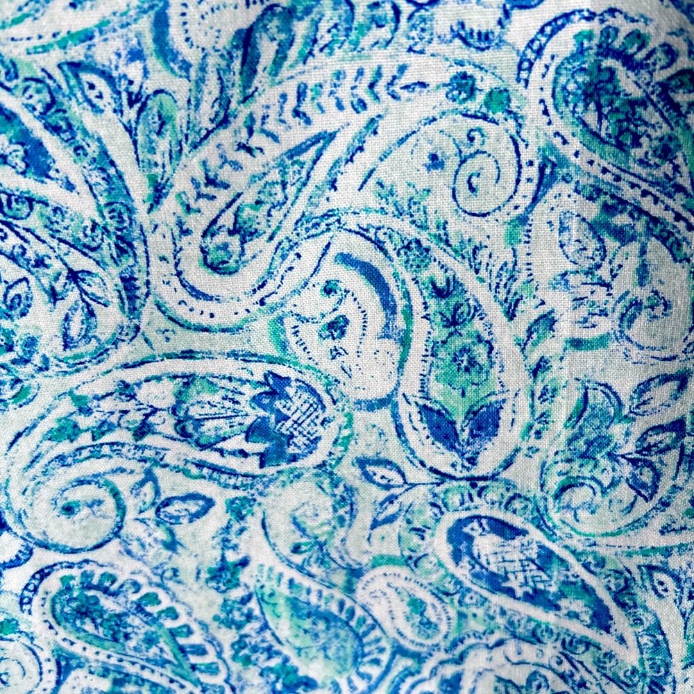 Hand Crafted Fabric Tote Bag Colorful Blue Paisley Market Bag Shoulder Purse - Picture 10 of 10